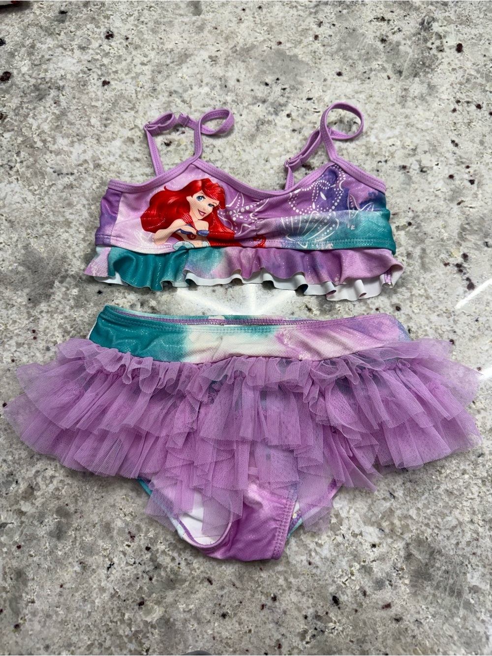 Disney Purple and Teal Ariel Two-Piece Swimsuit with Tulle Skirt
